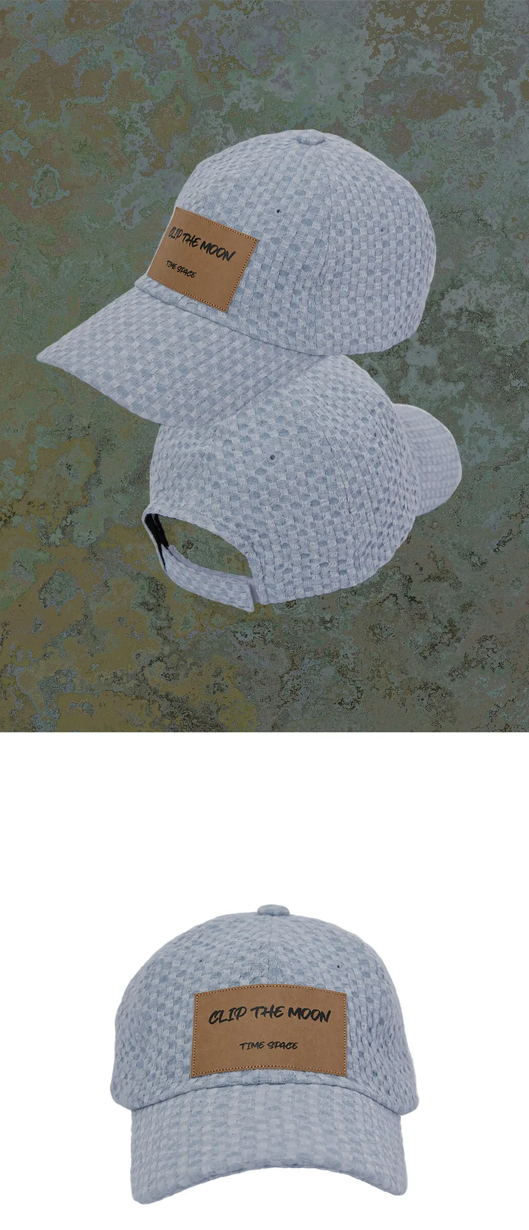 CLIP THE MOON Paper Label Grid Cap Hazy Blue Detail