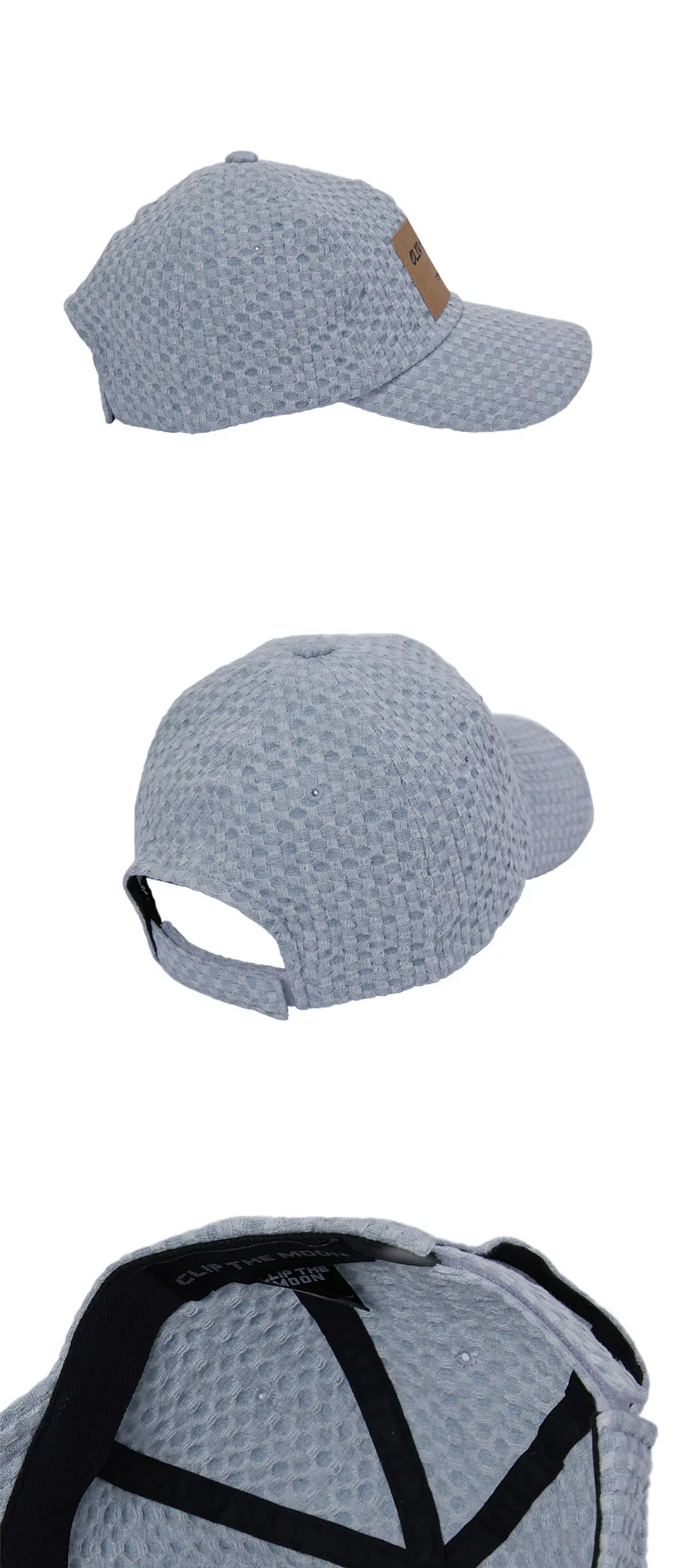 CLIP THE MOON Paper Label Grid Cap Hazy Blue Detail