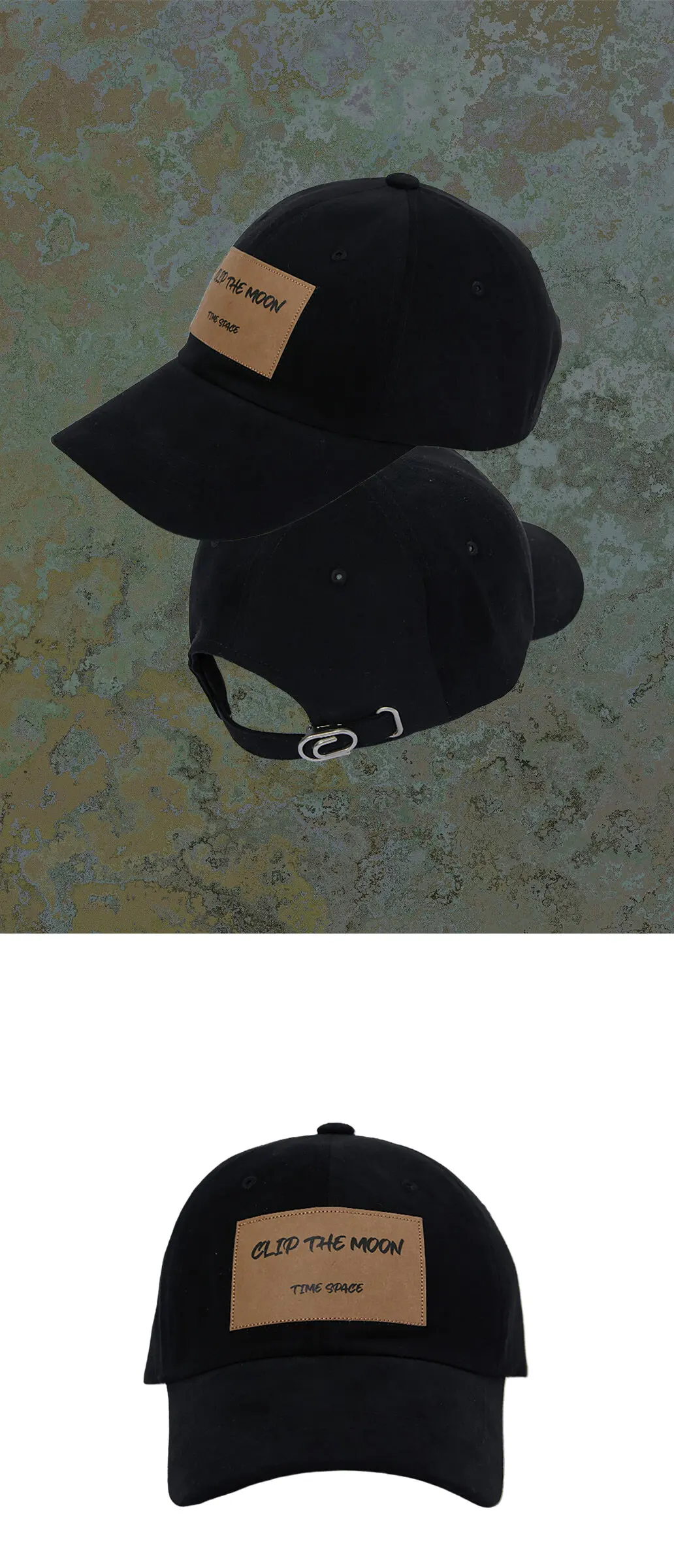 CLIP THE MOON Paper Label Suede Black Cap Detail