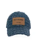CLIP THE MOON Paper Label Torn Washed Faded Blue Cap