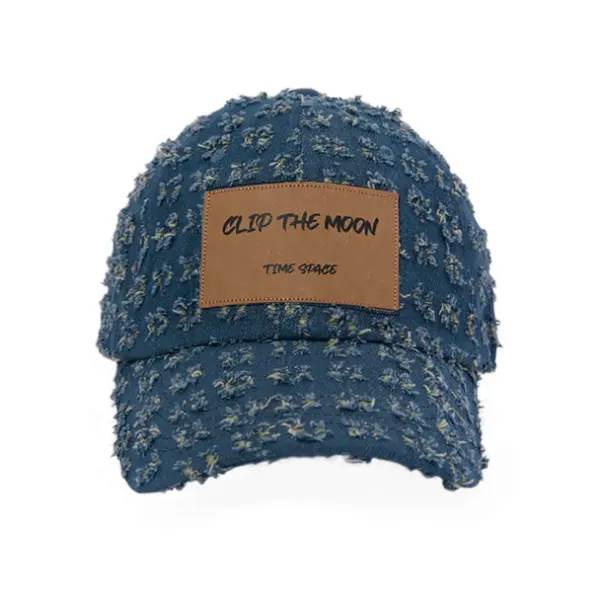 CLIP THE MOON Paper Label Torn Washed Faded Blue Cap