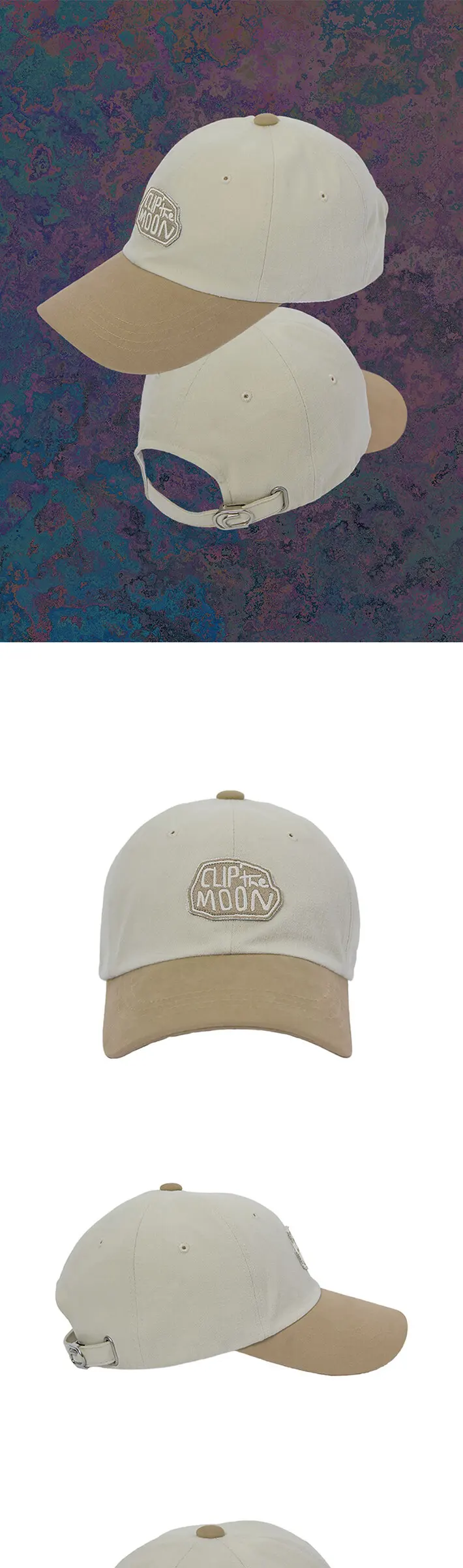 CLIP the MOON Rock Cap Two Tone Beige Detail