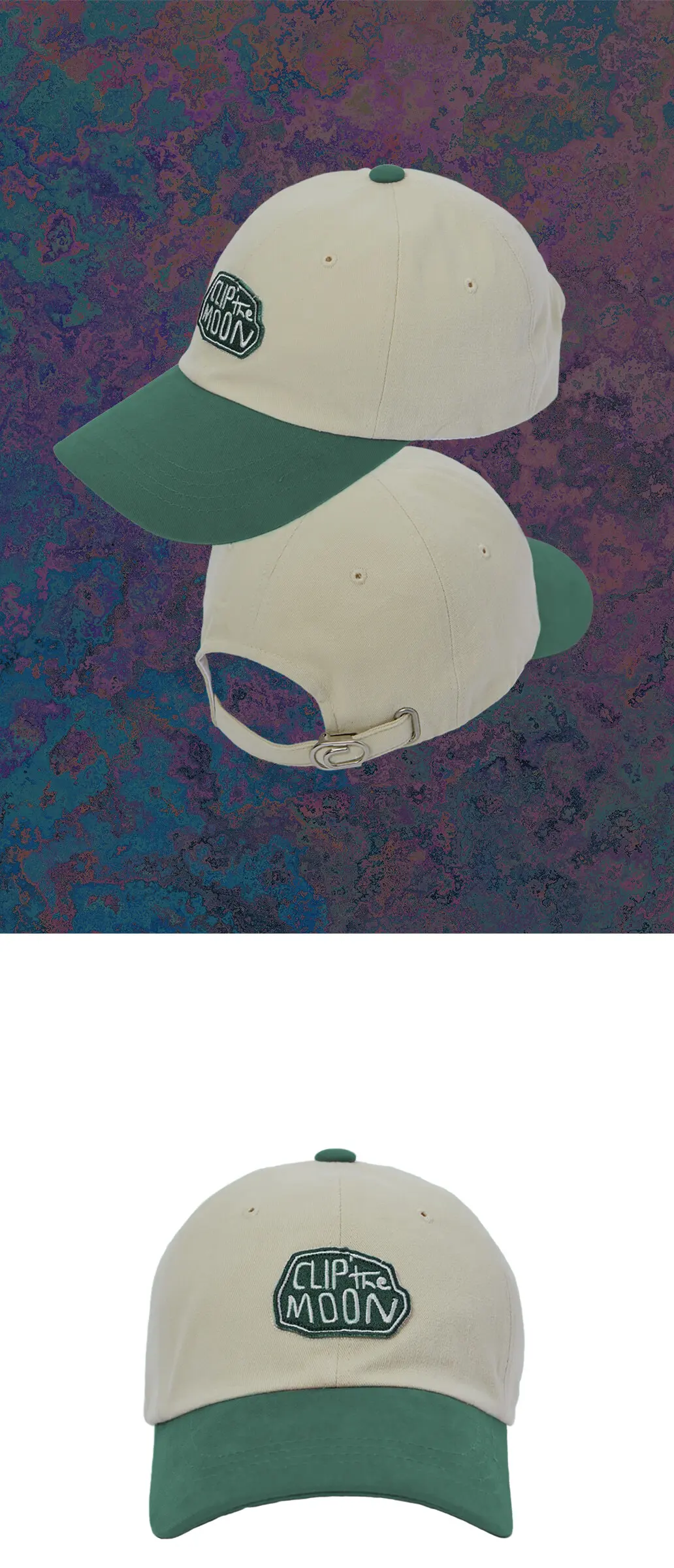 CLIP THE MOON Rock Cap Two Tone Green Detail