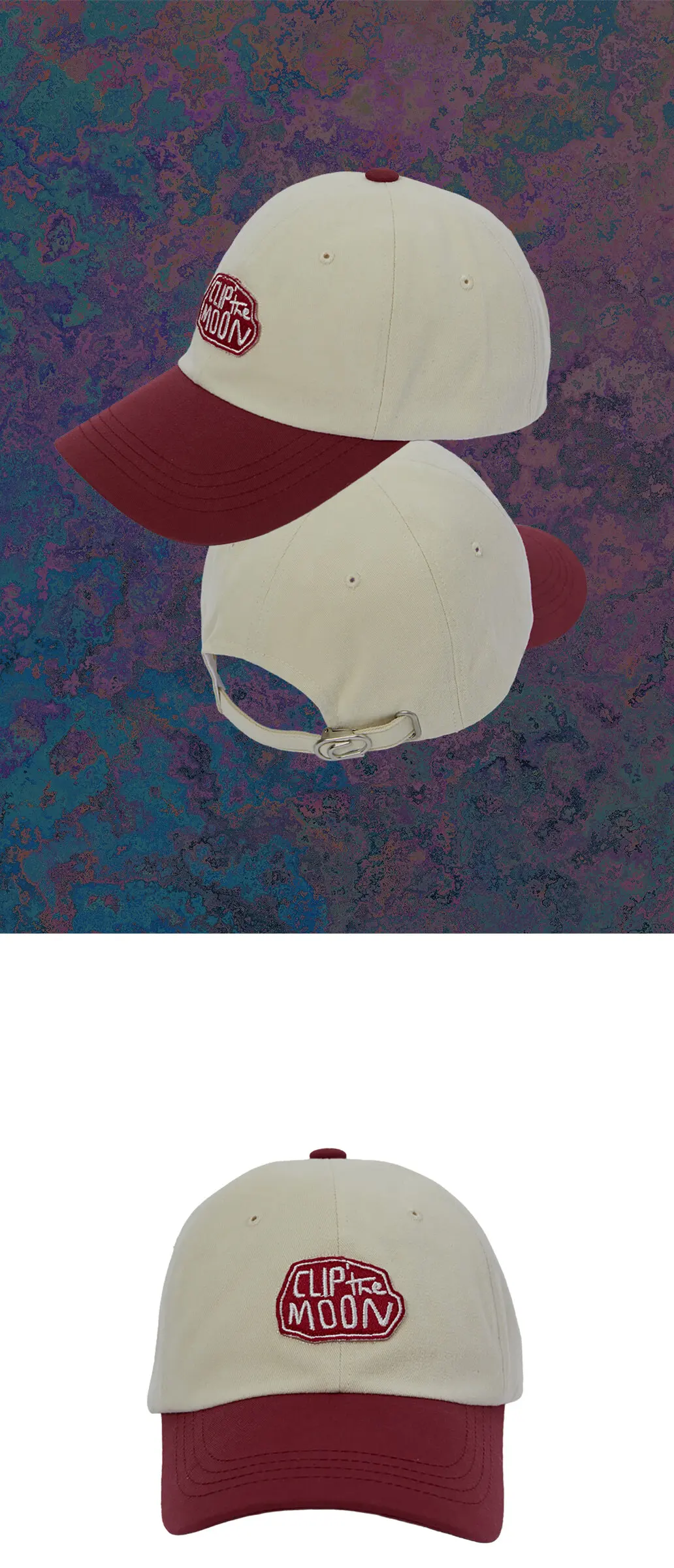 CLIP THE MOON Rock Cap Two Tone Red Free Size Detail