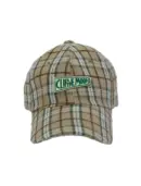 CLIP THE MOON Sign Box Beige Green Check Cap