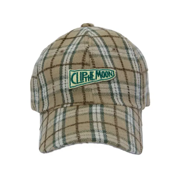 CLIP THE MOON Sign Box Beige Green Check Cap