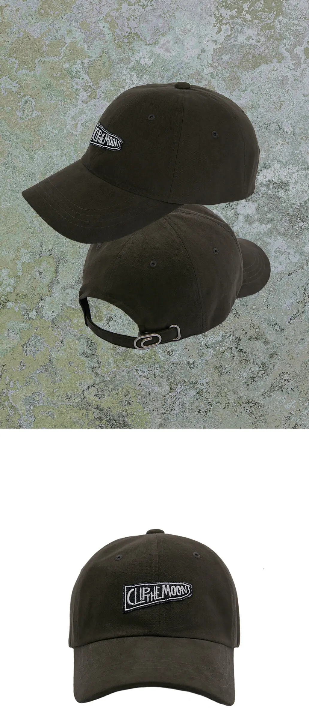 CLIP THE MOON Sign Box Cap Vintage Brown Detail