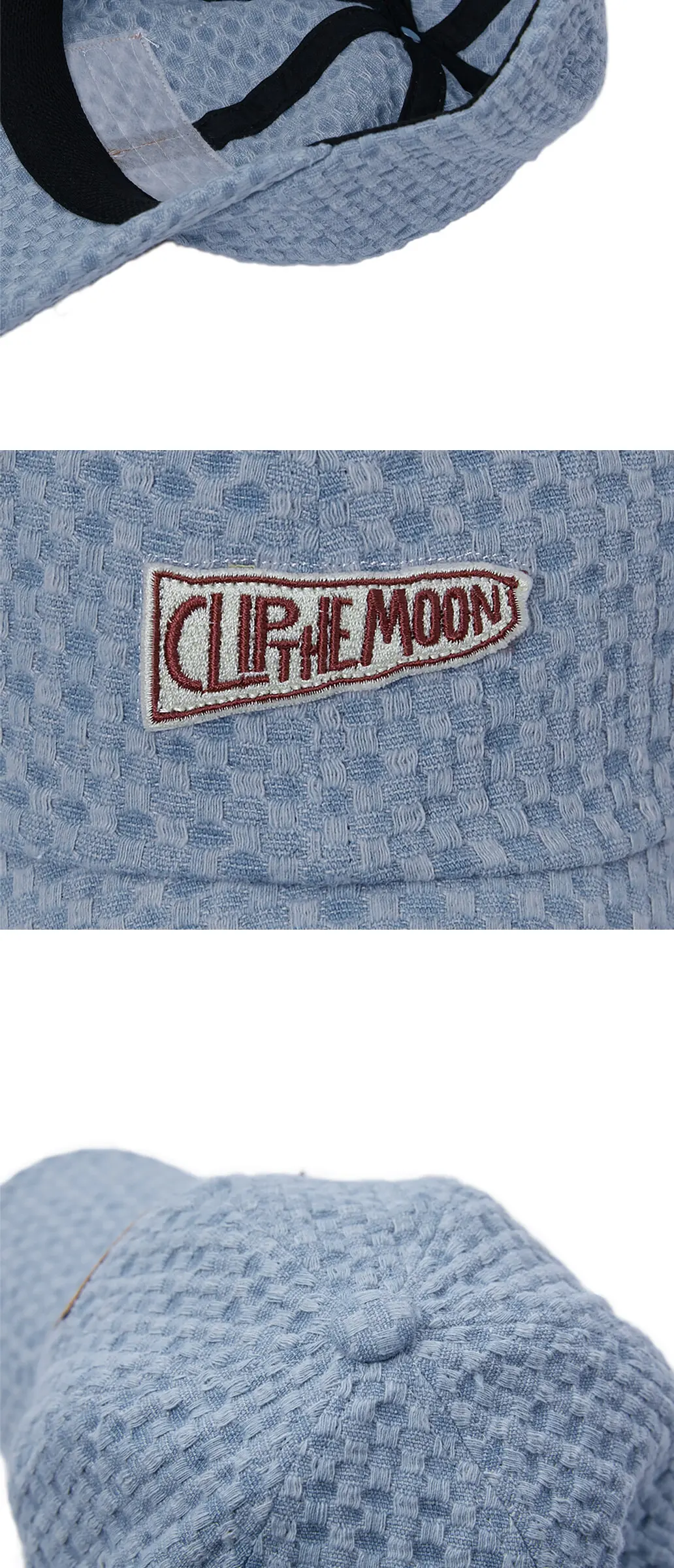 CLIP THE MOON Sign Box Grid Cap Sky Blue Detail