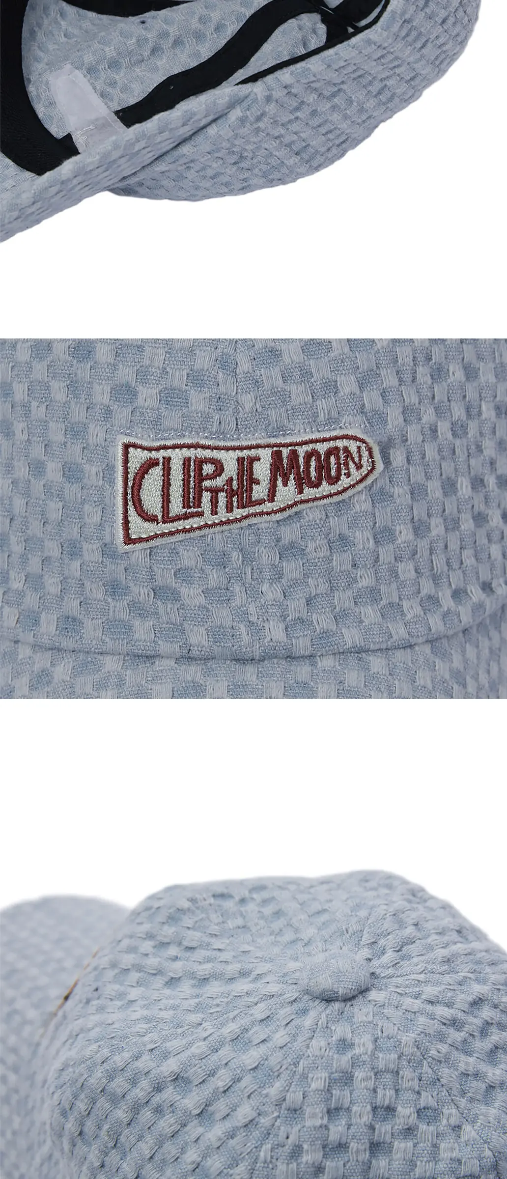 CLIP THE MOON Sign Box Grid Cap Hazy Blue Detail