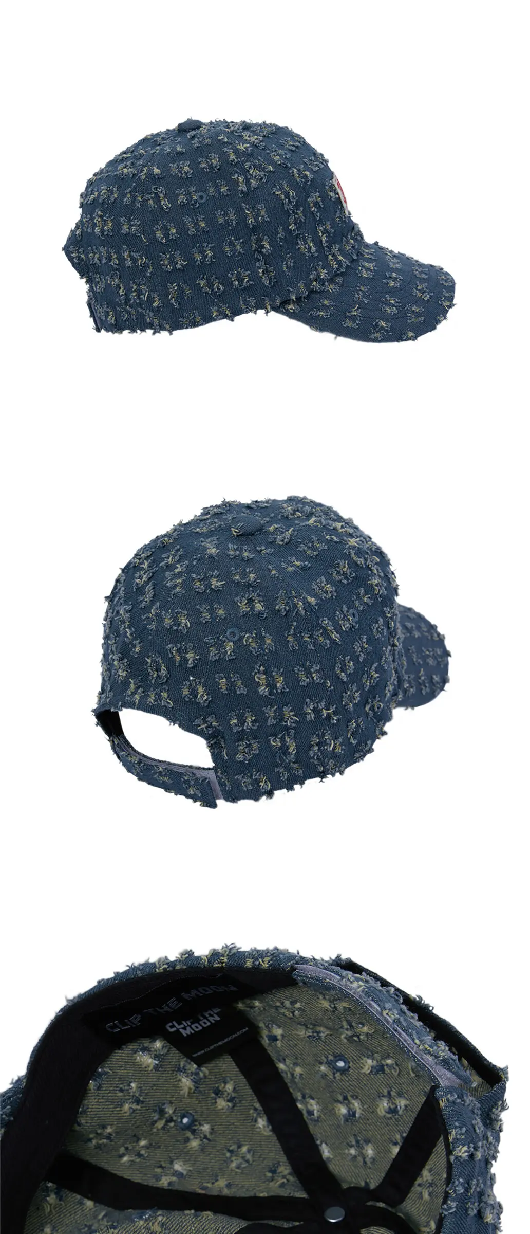 CLIP THE MOON Sign Box Torn Washed Faded Blue Cap Detail