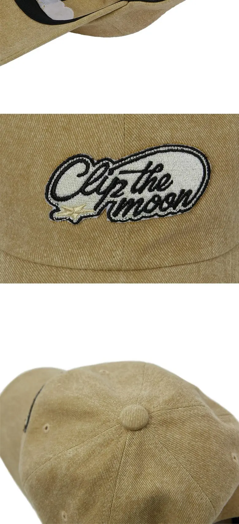 CLIP THE MOON Starship Vintage Yellow Oversized Ball Cap Detail