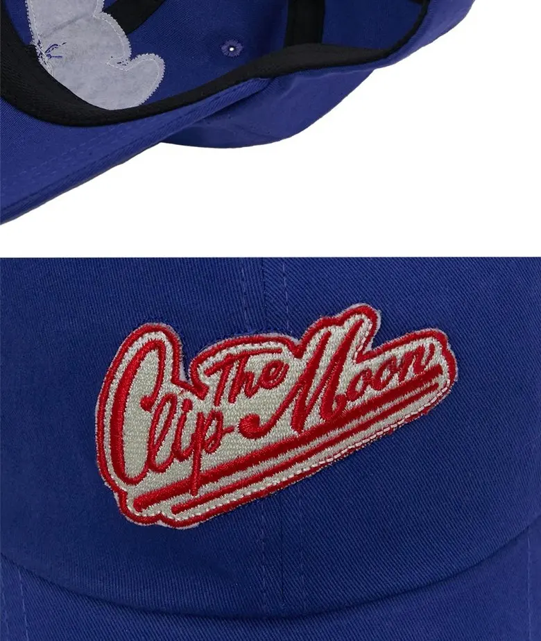 CLIP THE MOON Two-Line Oversized Baseball Cap Detail