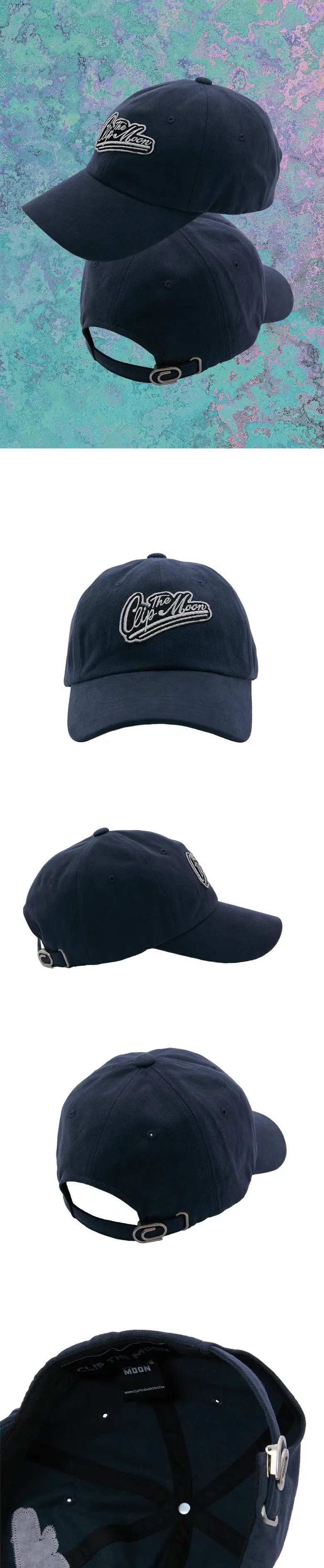 CLIP THE MOON Two-Line Oversized Baseball Cap Detail