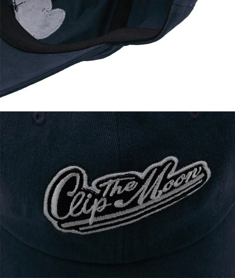 CLIP THE MOON Two-Line Oversized Baseball Cap Detail