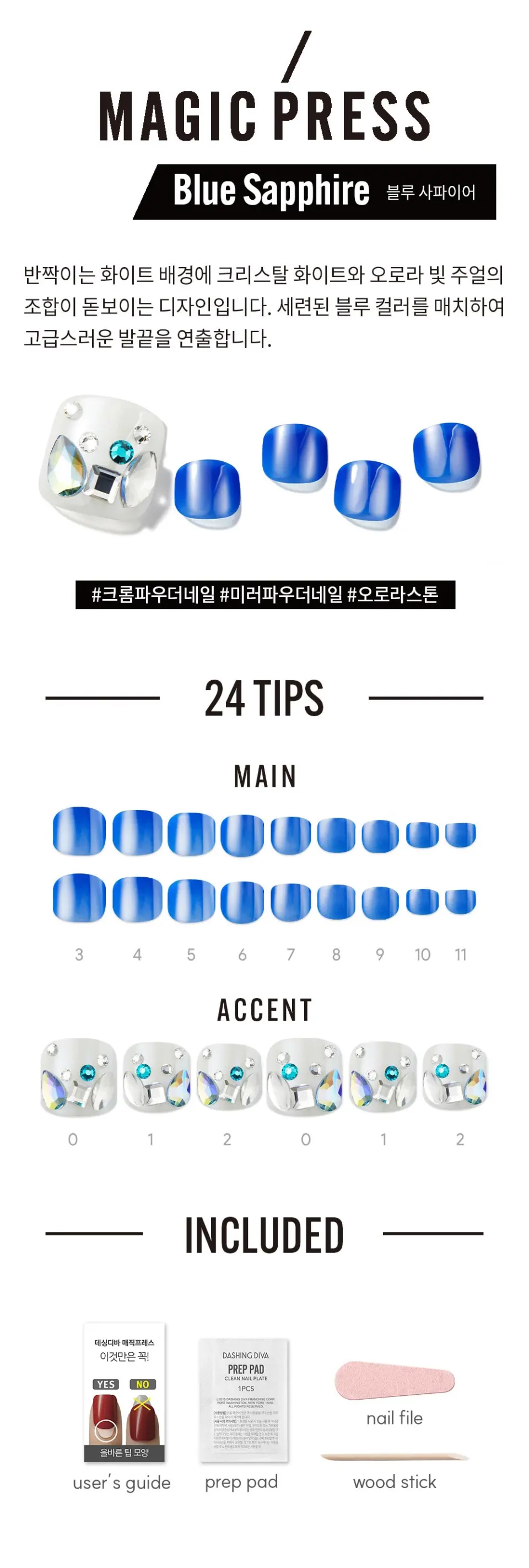 DASHING DIVA MAGIC PRESS Blue Sapphire 24 Tips Detail