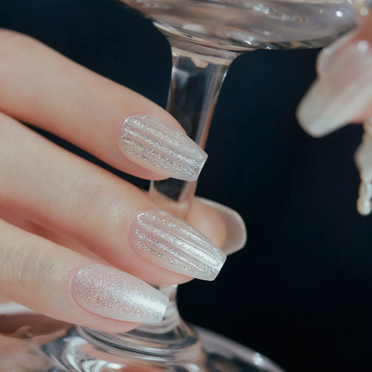 DASHING DIVA Magic Press Glass White Coffin Nail Tips 30 Count