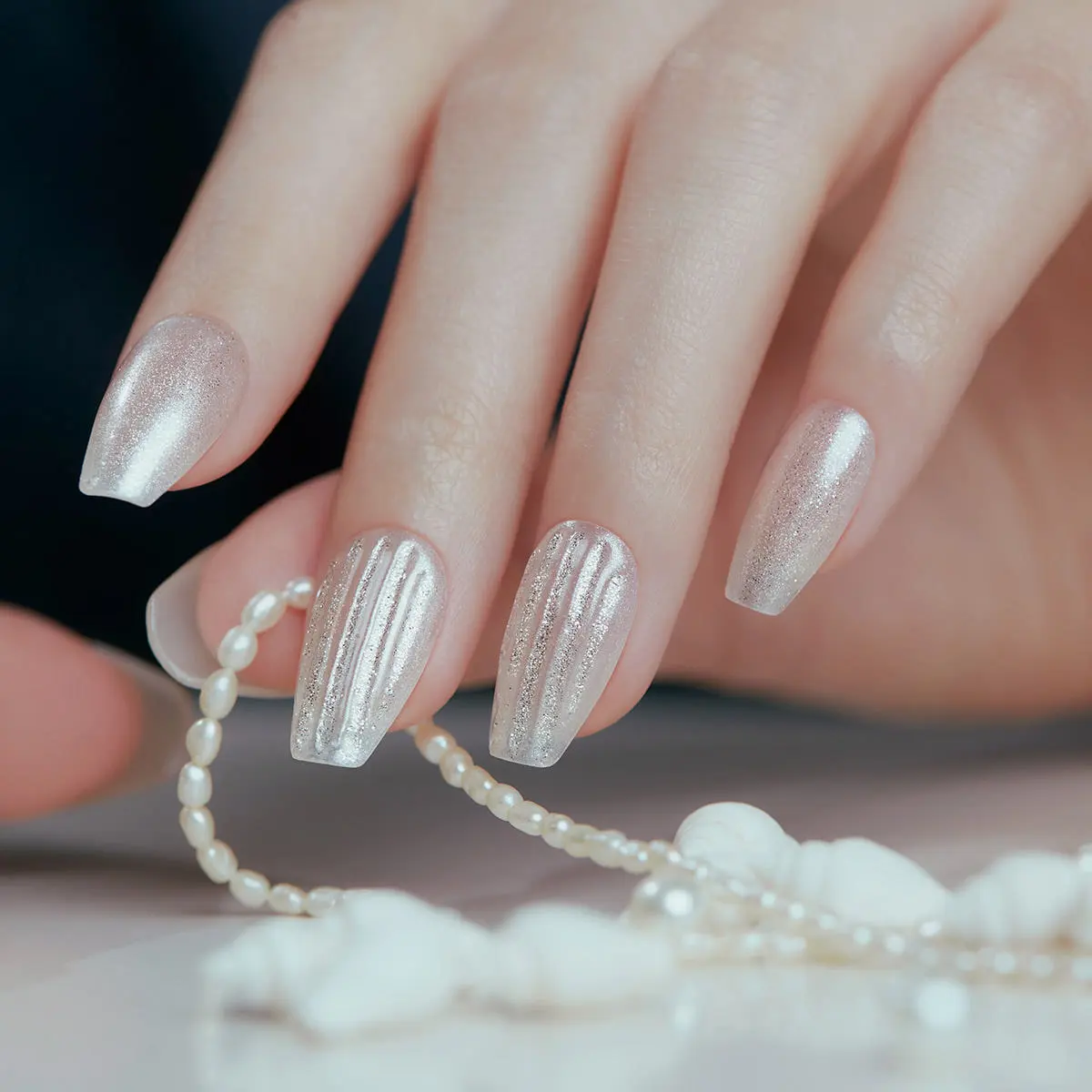 DASHING DIVA Magic Press Glass White Coffin Nail Tips 30 Count