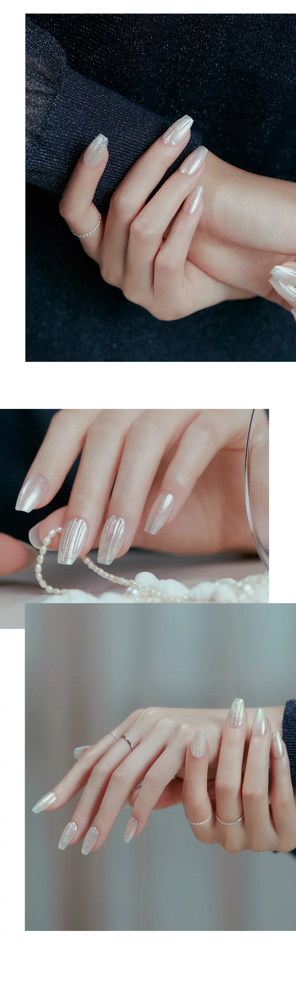 DASHING DIVA Magic Press Glass White Coffin Nail Tips 30 Count Detail