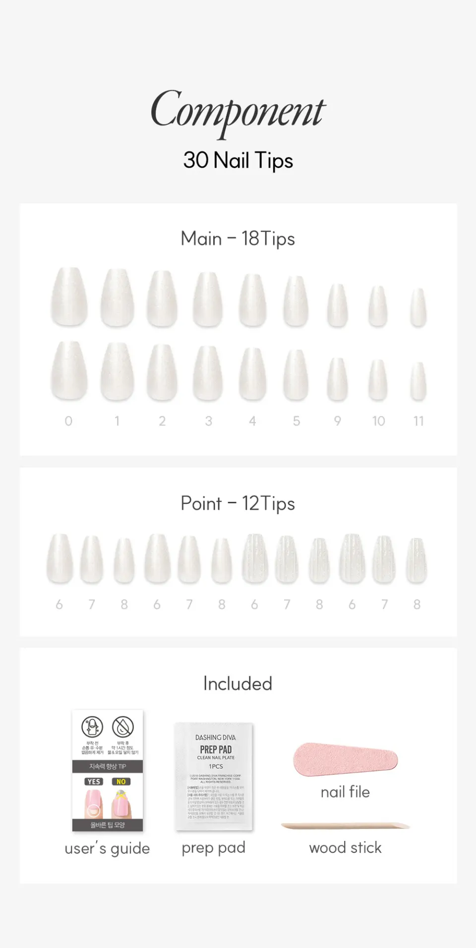 DASHING DIVA Magic Press Glass White Coffin Nail Tips 30 Count Detail