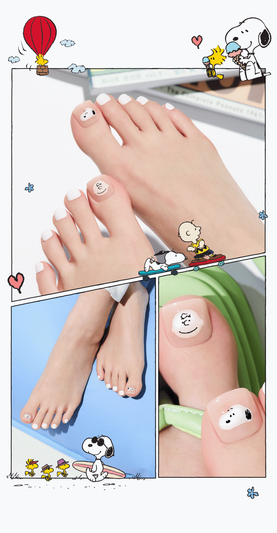 DASHING DIVA Magic Press Jelly Snoopy Pedicure 24 Tips Detail