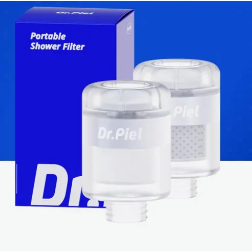 Dr.Piel Portable Travel Shower Filter + 10 Refill Cartridges + Pouch