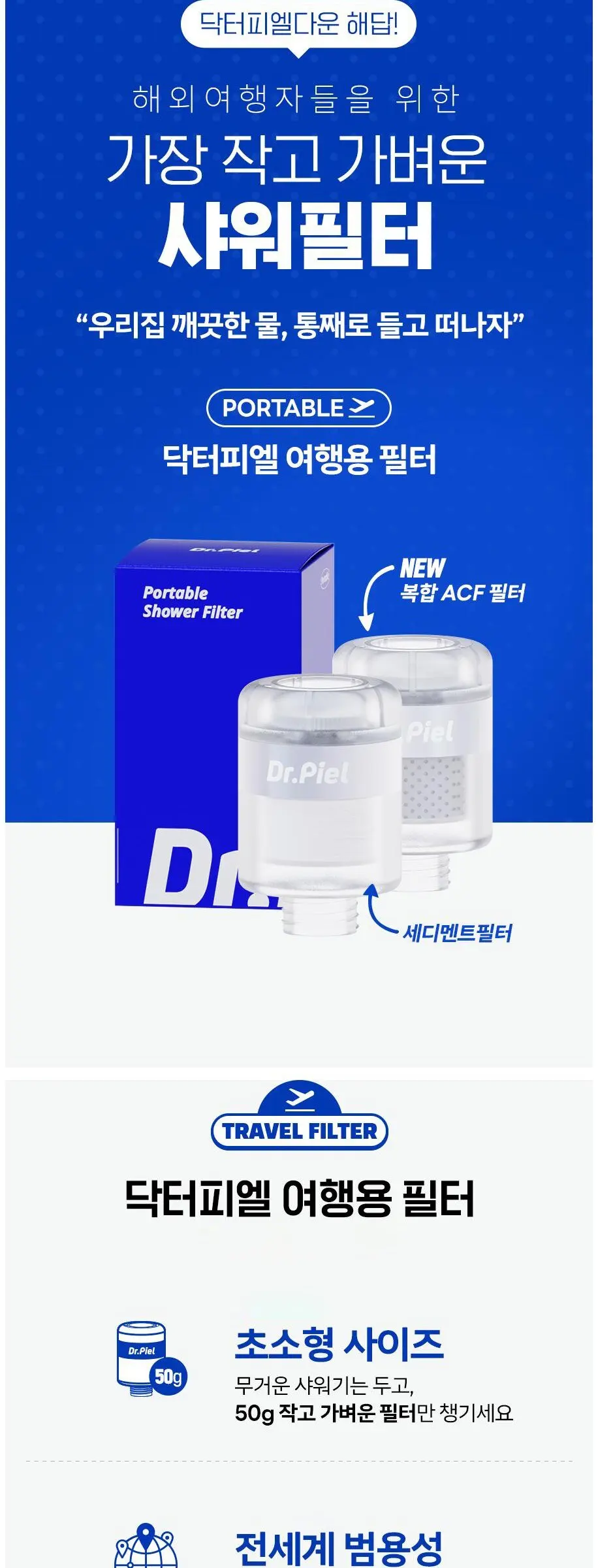 Dr.Piel Portable Travel Shower Filter + 10 Refill Cartridges + Pouch (Travel Shower Filter, 50g) Detail