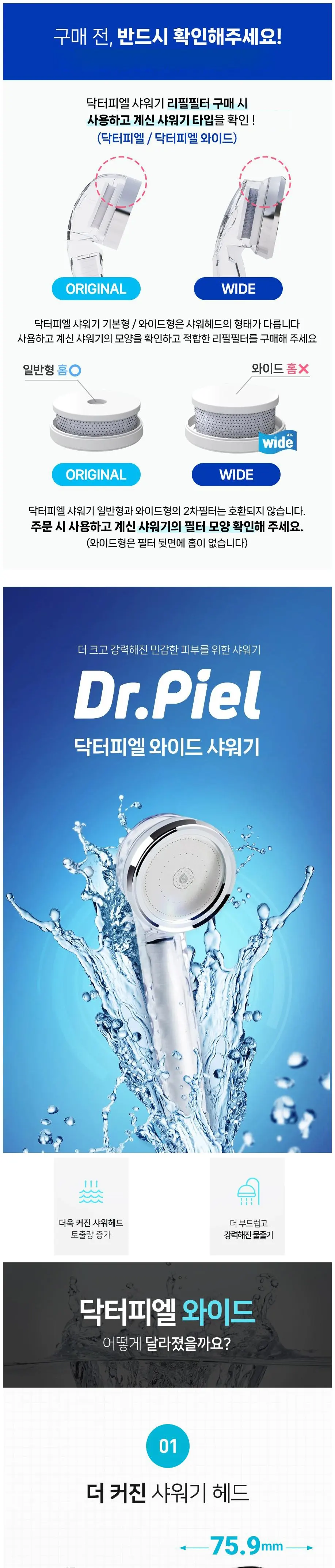 Dr.Piel Wide Shower Head Refill Filters Set (6 x 1st Sediment + 2 x ACF 2nd Filters) Detail