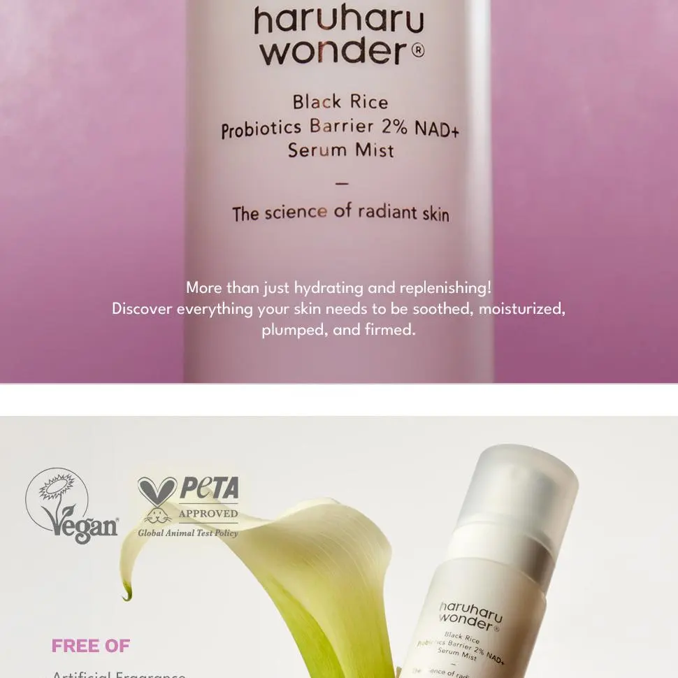 Haruharu Wonder Black Rice Probiotics Barrier 2% NAD+ Serum Mist 80ml Detail