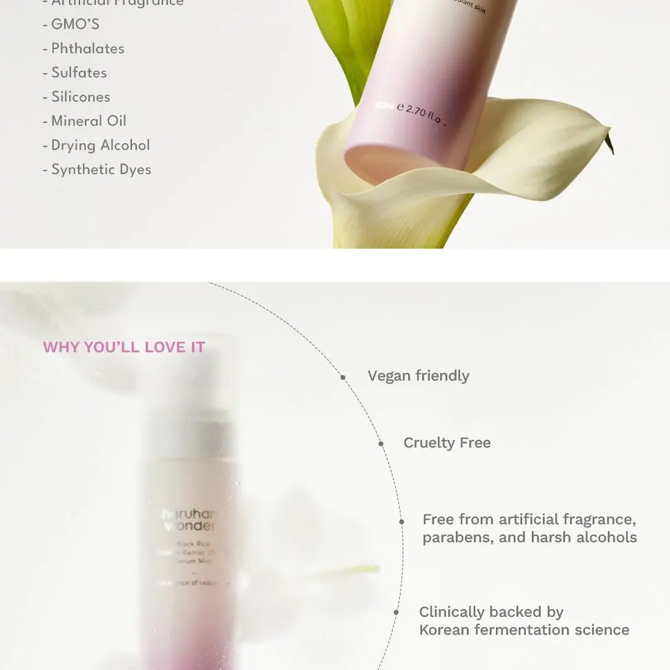 Haruharu Wonder Black Rice Probiotics Barrier 2% NAD+ Serum Mist 80ml Detail