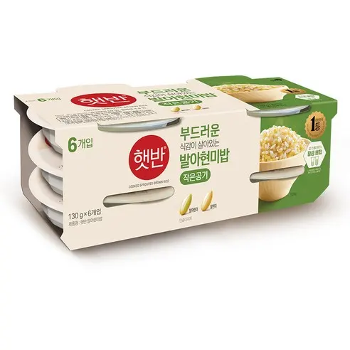 Hetbahn Cooked Sprouted Brown Rice 130g x 6 Packs (CJ Instant Germinated Brown Rice Bowl)