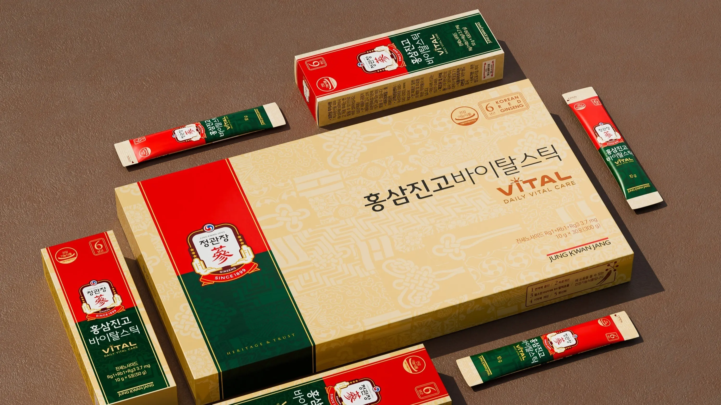 JUNG KWAN JANG VITAL Daily Vital Care Korean Red Ginseng Stick 10 g x 30 Sticks (300 g)