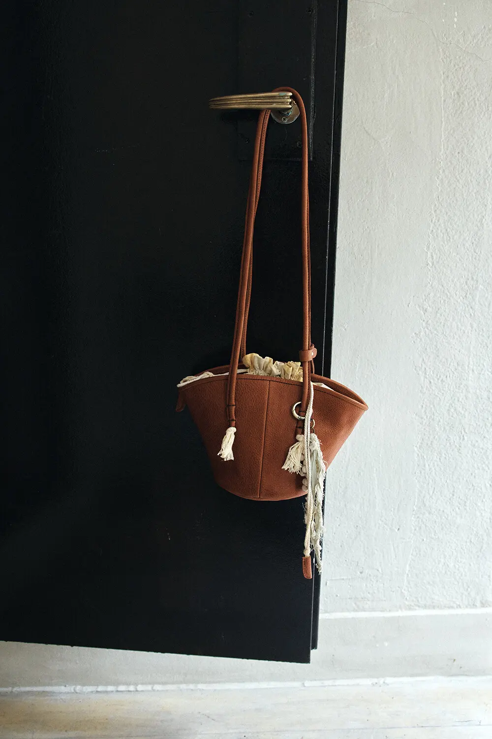 KANO Leather Bucket Shoulder Bag with Tassel Charm - 3 Colors