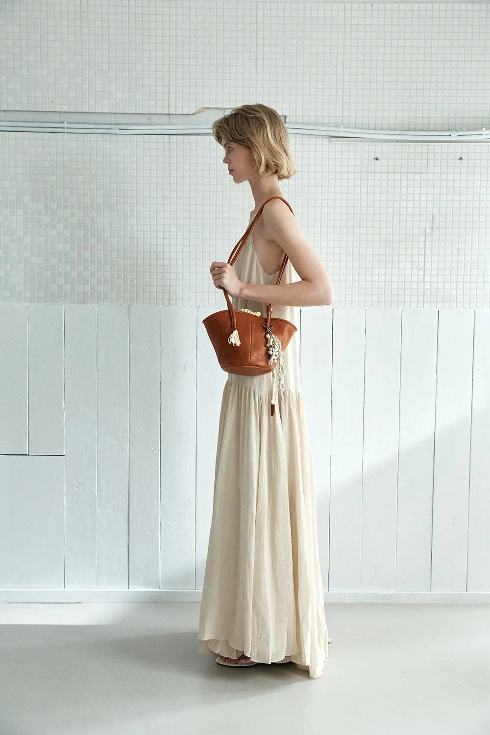 KANO Leather Bucket Shoulder Bag with Tassel Charm - 3 Colors