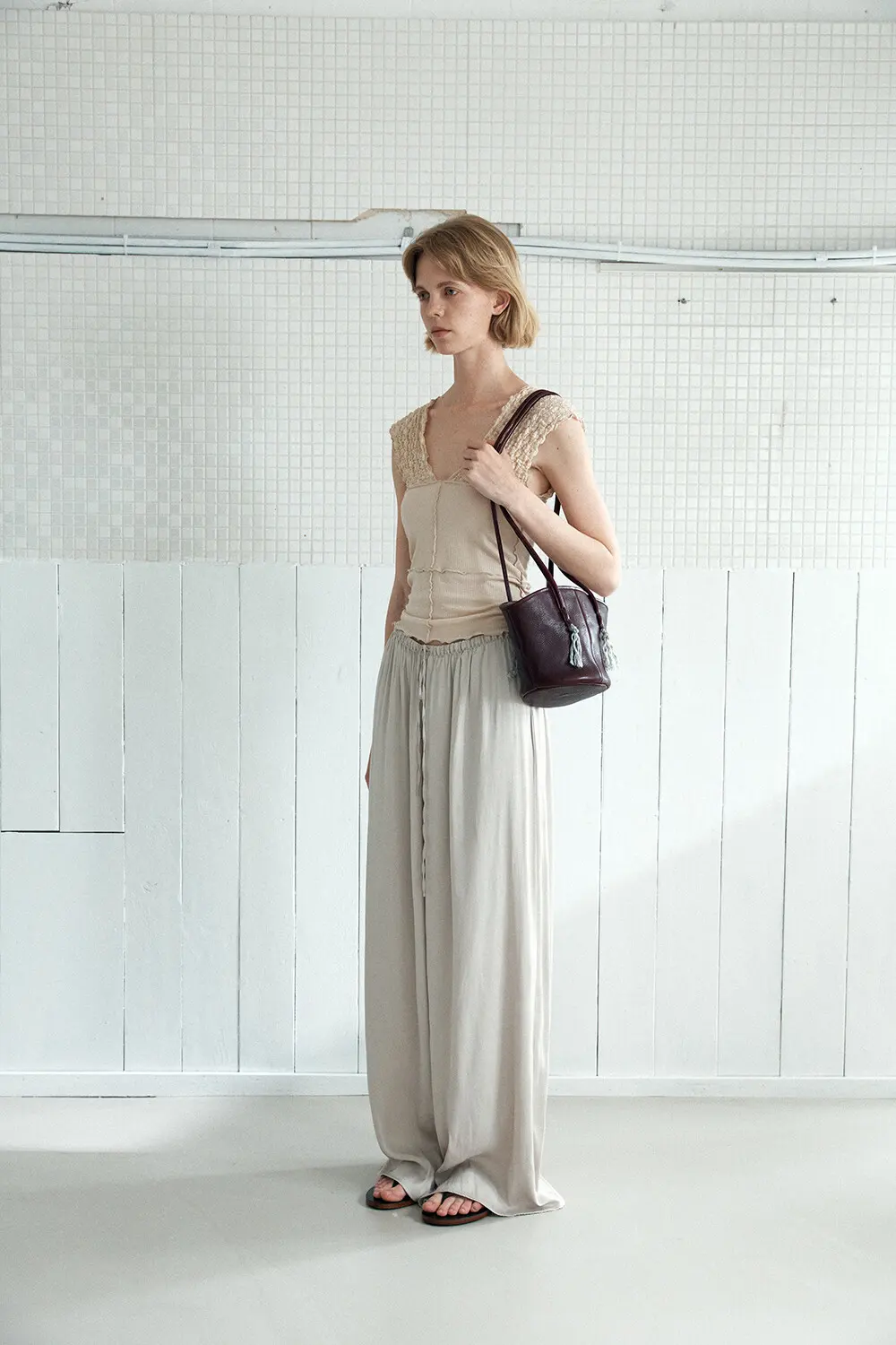 KANO Leather Bucket Shoulder Bag with Tassel Charm - 3 Colors