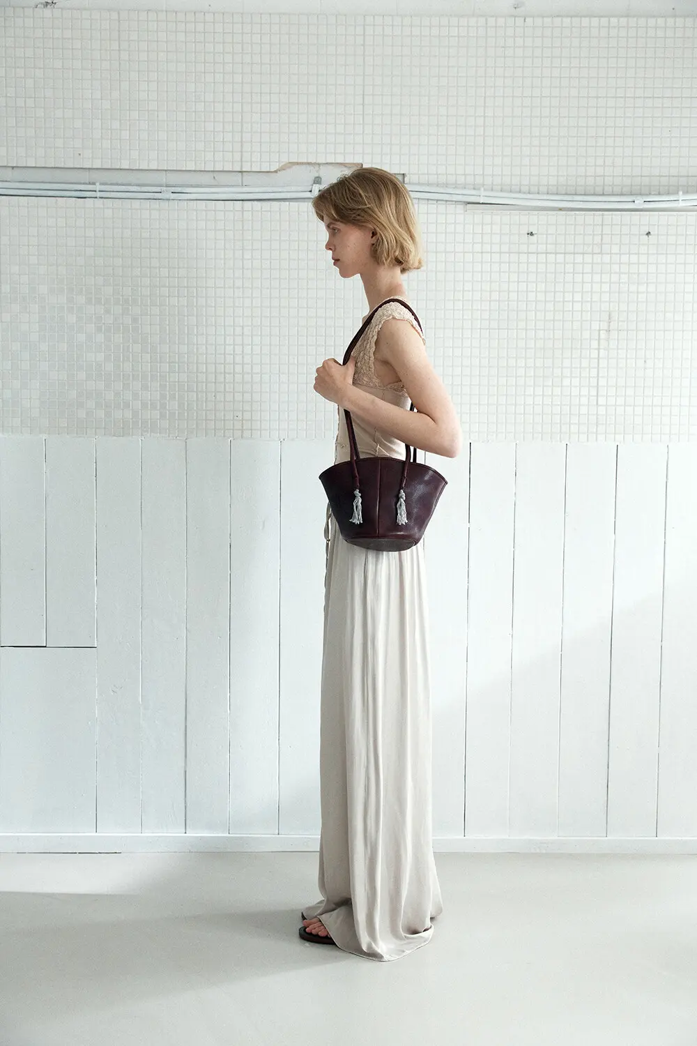KANO Leather Bucket Shoulder Bag with Tassel Charm - 3 Colors