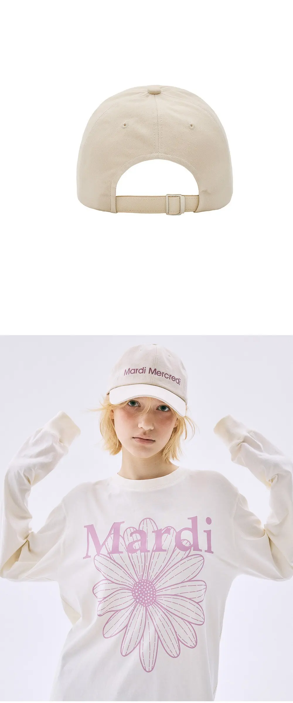 Mardi Mercredi Women's Logo Cotton Baseball Cap Cream/Lilac Detail