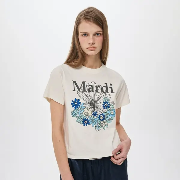 Mardi Mercredi Women's Slim Flower JARDIN Cotton T-Shirt