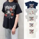 MARDI MERCREDI Women's Slub Cotton FlowerMardi Relaxed T-Shirt Gray/Ivory