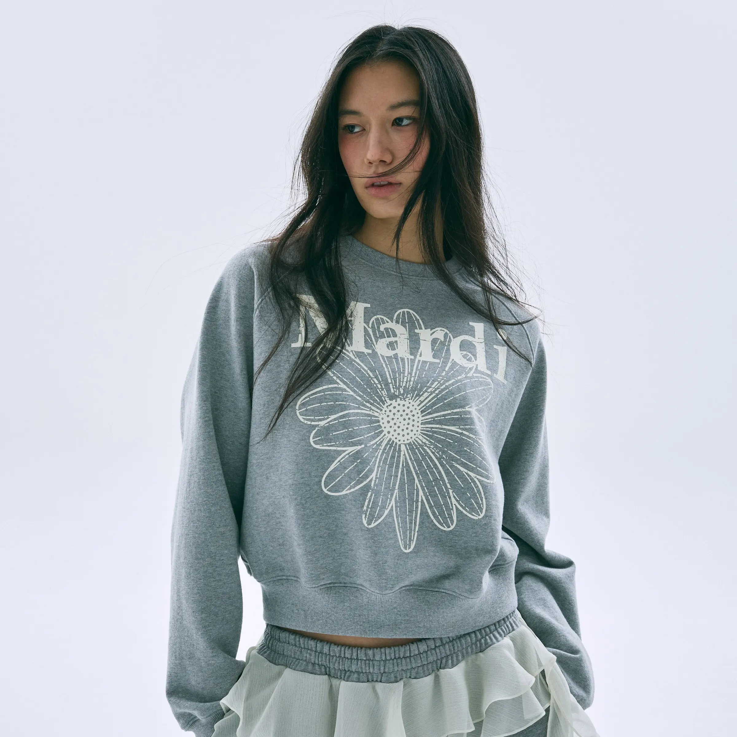 Mardi Women's Flower Mardi Raglan Cotton Sweatshirt