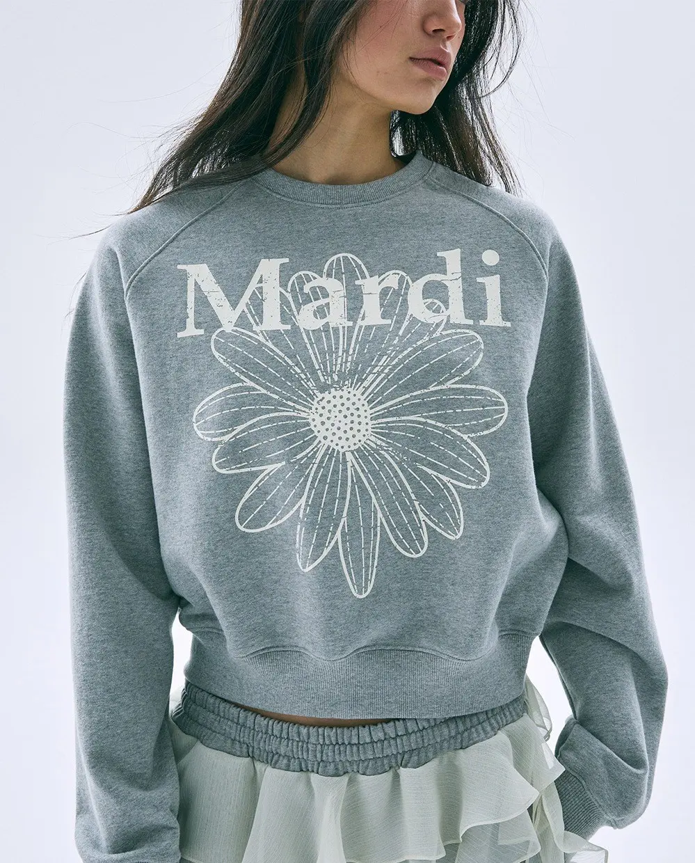 Mardi Women's Flower Mardi Raglan Cotton Sweatshirt