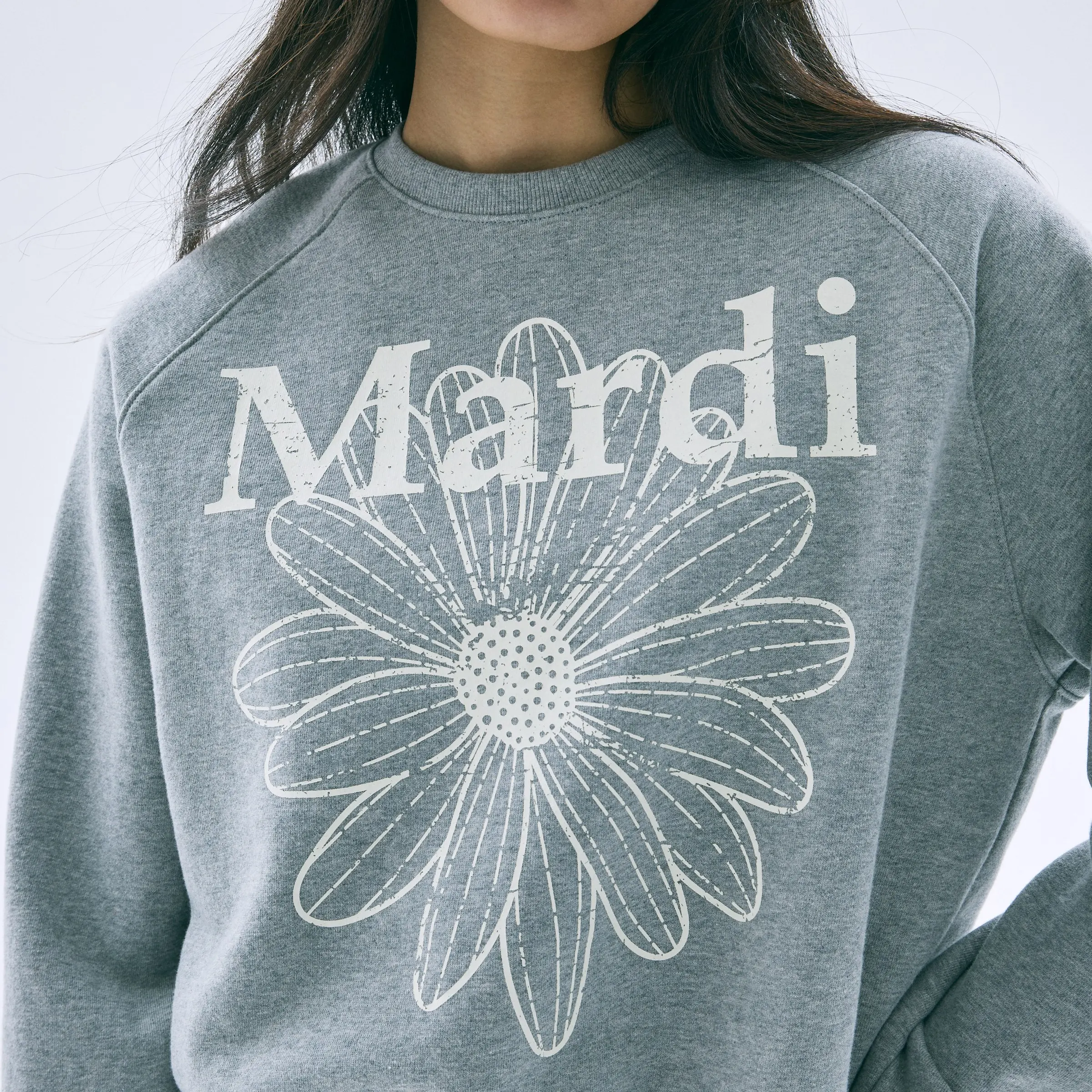 Mardi Women's Flower Mardi Raglan Cotton Sweatshirt