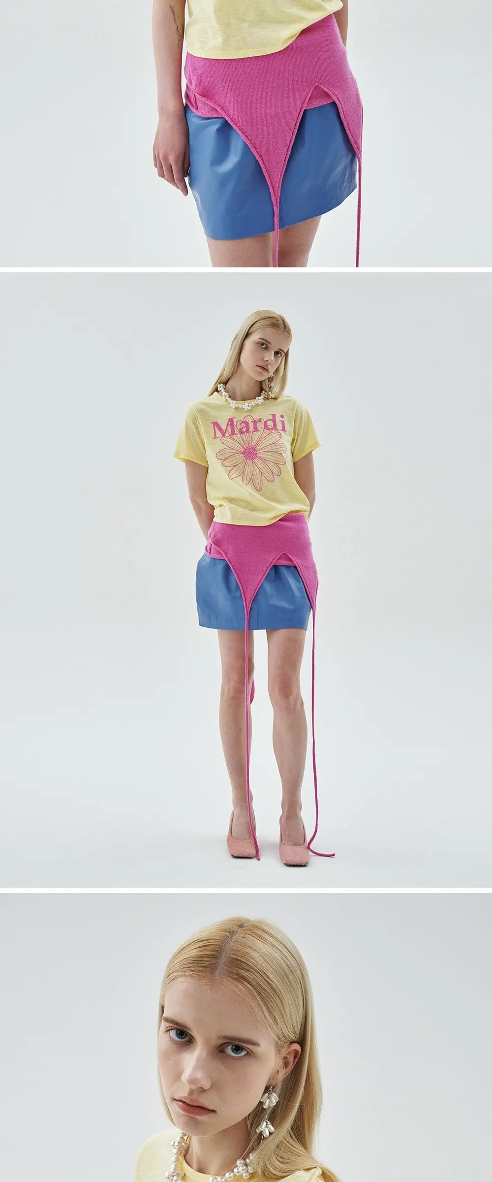 Mardi Women's Slub Cotton Slim FlowerMardi T-Shirt Detail