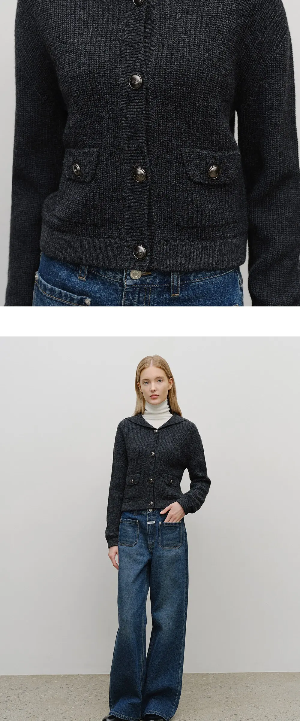 MARITHÉ FRANÇOIS GIRBAUD Women's W Sailor Rib Knit Cardigan Detail