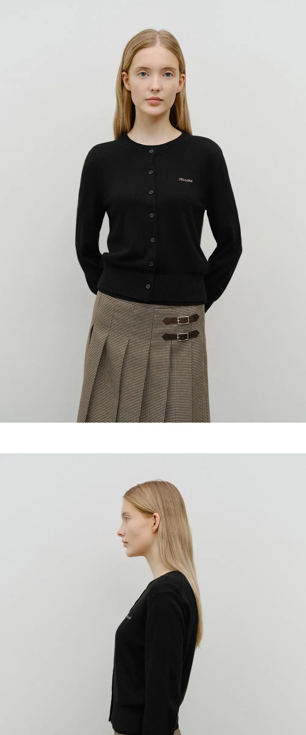 MARITHÉ FRANÇOIS GIRBAUD Women's W Half Knit Round Neck Cardigan Set Detail