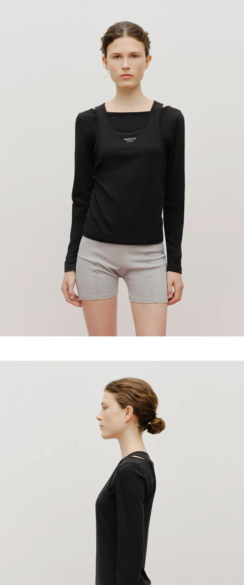 MARITHÉ FRANÇOIS GIRBAUD Women's Layered Jersey Long Sleeve T-Shirt Detail