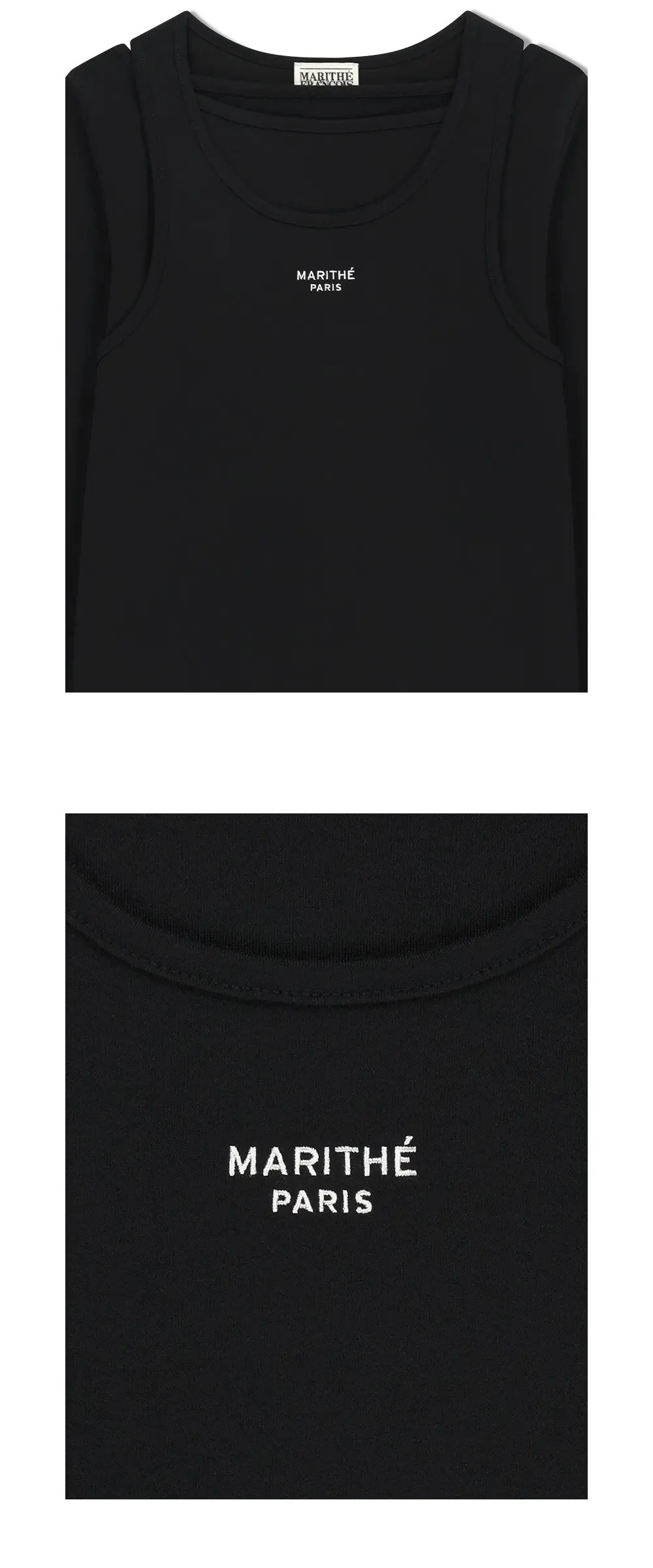 MARITHÉ FRANÇOIS GIRBAUD Women's Layered Jersey Long Sleeve T-Shirt Detail