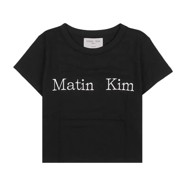 MATIN KIM Logo Crop Top Women's Short-Sleeve Cotton T-Shirt MK2400TS041M, S/M Detail