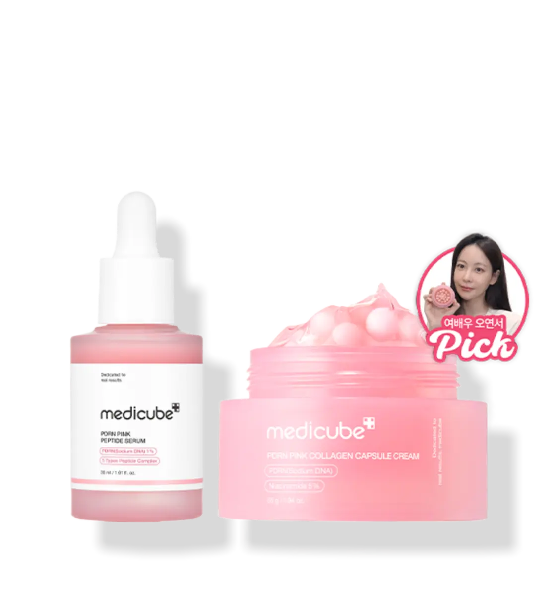 medicube PDRN Pink Peptide Serum 30ml + PDRN Pink Collagen Capsule Cream 55g Wrinkle Nutrition Set