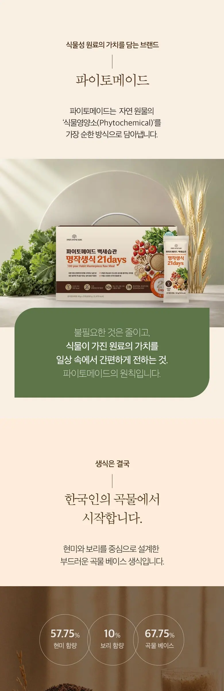 PHYTOMADE 100-year Habit Masterpiece Raw Meal 21 Days 30 g x 21 Packs Detail