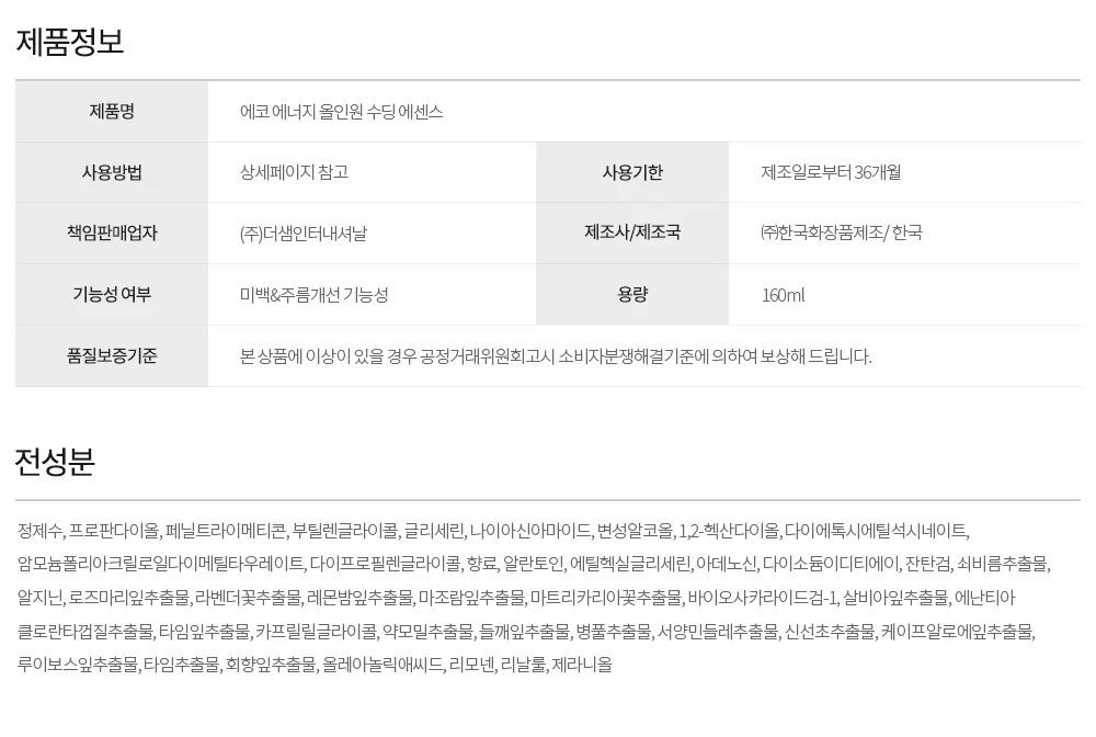 the SAEM Eco Energy All In One Soothing Essence 160 ml Detail